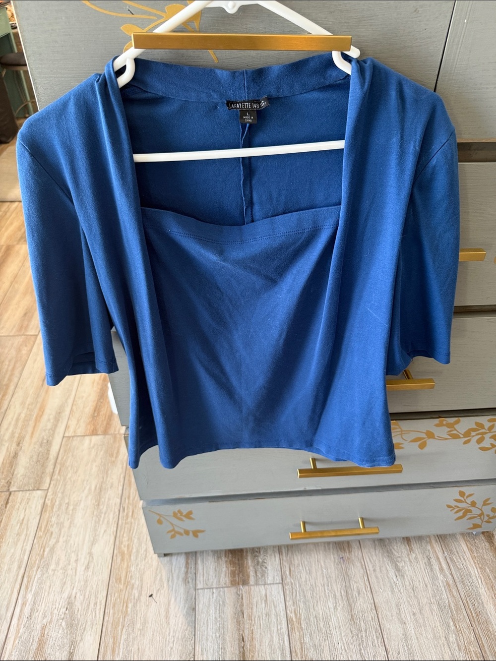 Lafayette 148 New York Cobalt Blue Open-Front Cropped Cardigan